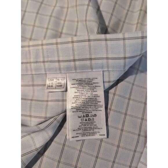 Brooks Brothers Dress Shirt Mens 16.5 33 Regent Blue Plaid, Button Down Non-Iron - Picture 6 of 7